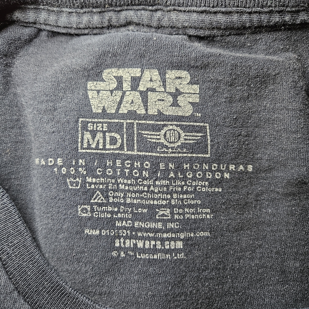 Used, Medium Mens Star Wars Tee with Red Emblem on Black Tee, Signs Of Wear - Picture 5 of 7